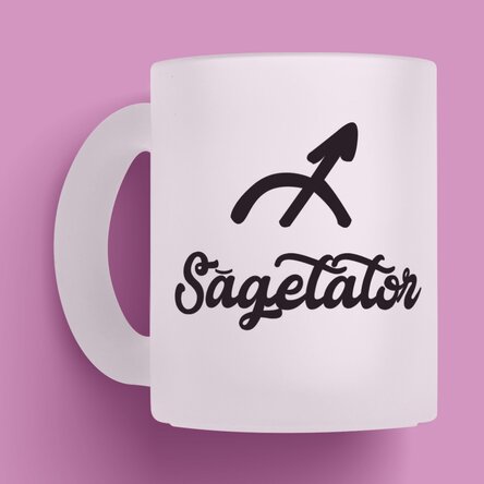 Cană sticlă mată zodiac personalizată cu text - Săgetător