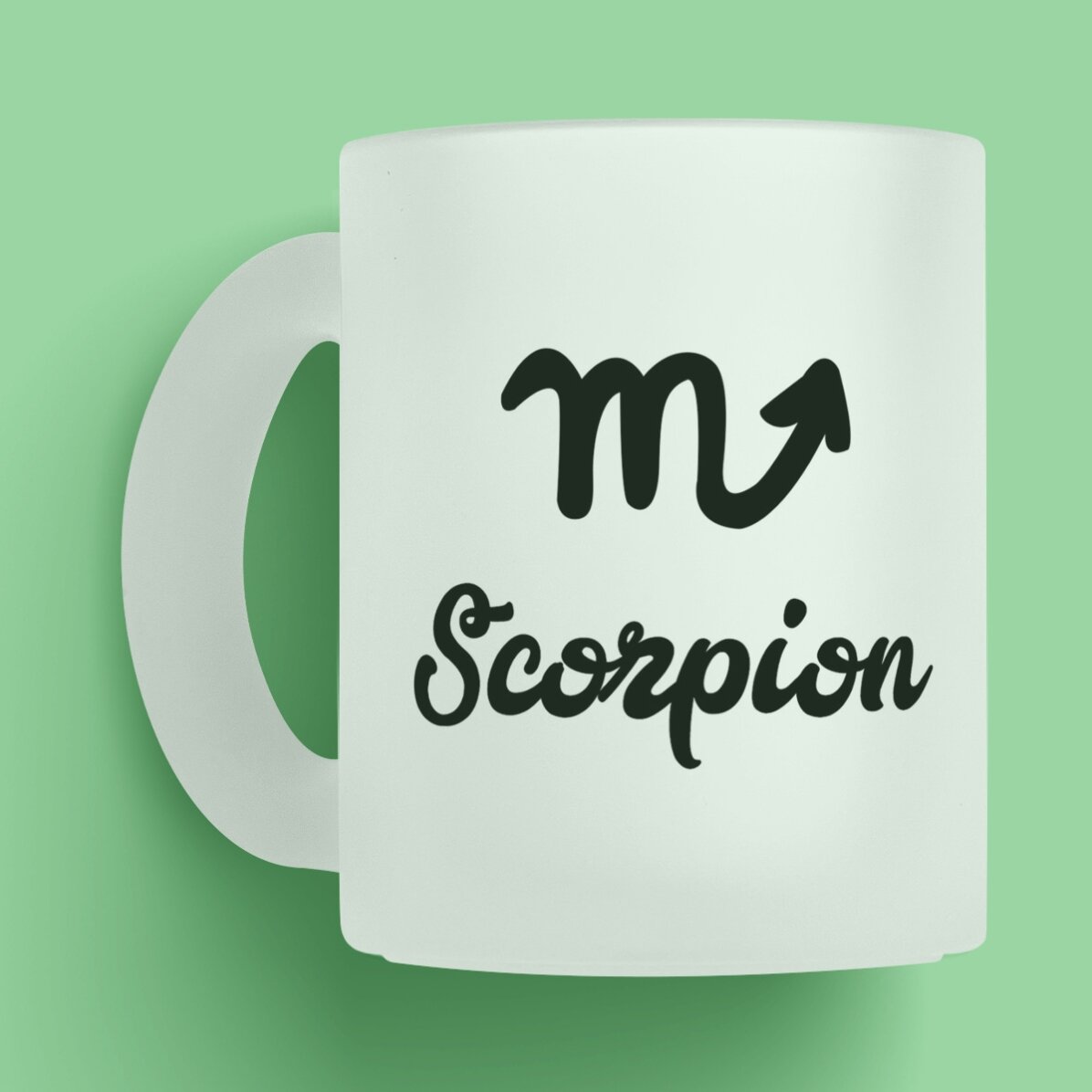 Cană sticlă mată zodiac personalizată cu text - Scorpion 