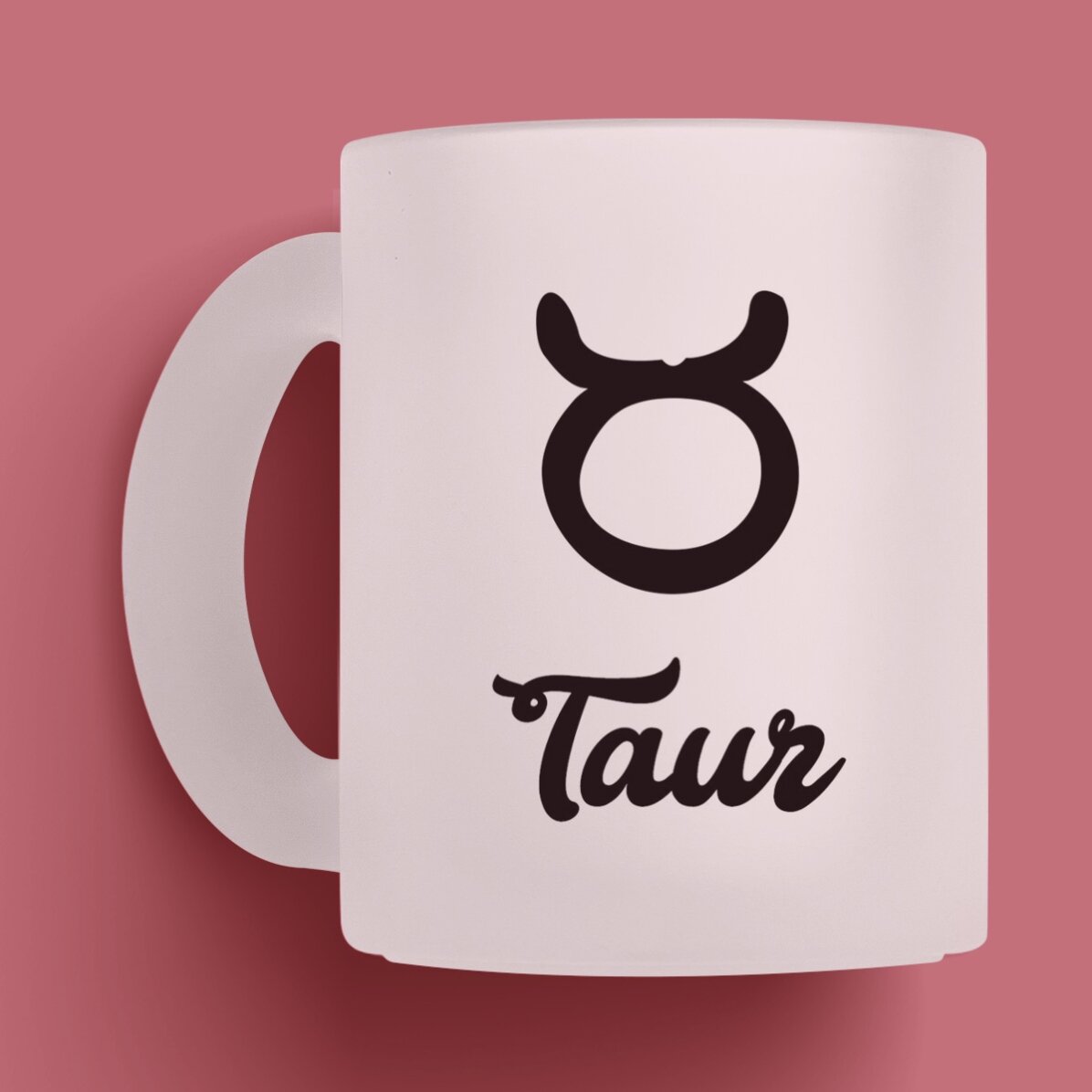 Cană sticlă mată zodiac personalizată cu text - Taur