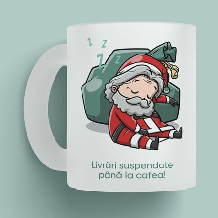 Cană mată personalizată cu text - Livrări suspendate