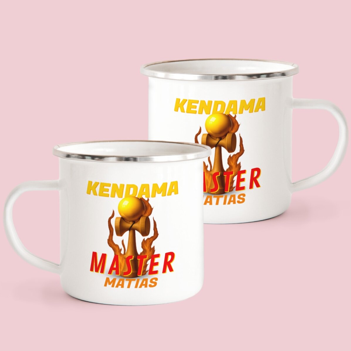 Cană metalică emailată cu nume pentru copii - Kendama Master