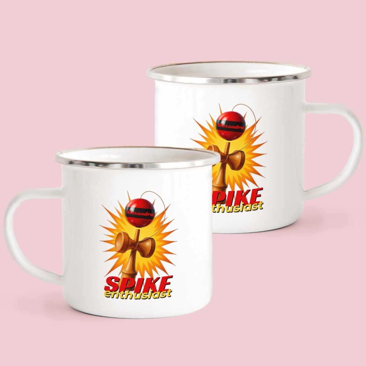 Cană metalică emailată cu nume pentru copii - Spike Enthusiast