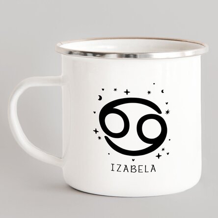 Cană metalică emailată personalizată cu mesaj - Zodia Rac