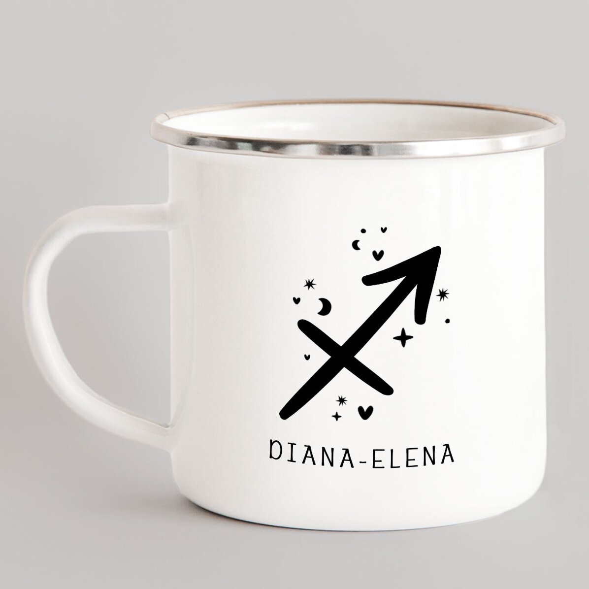 Cană metalică emailată personalizată cu mesaj - Zodia Săgetător