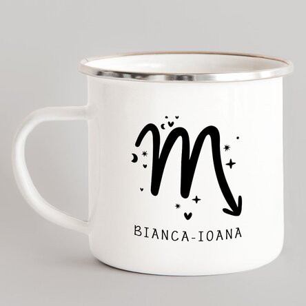 Cană metalică emailată personalizată cu mesaj - Zodia Scorpion