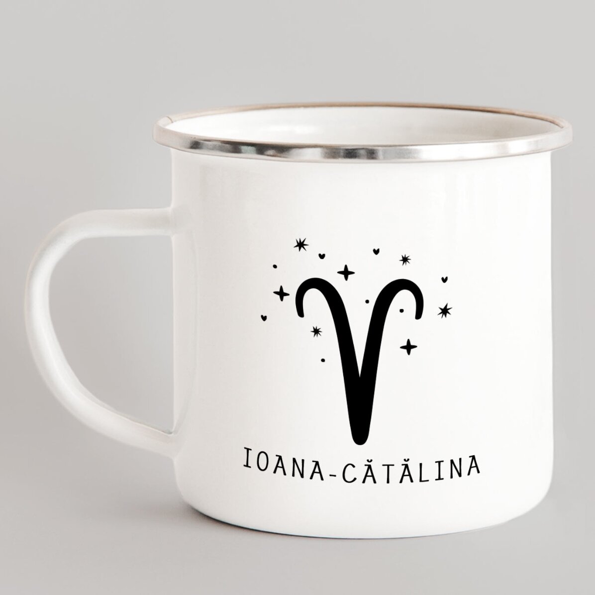 Cană metalică emailată personalizată cu mesaj - Zodie