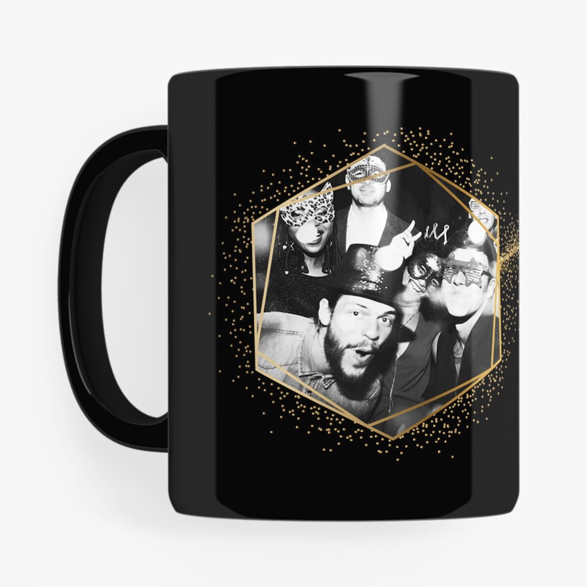 Cană neagră personalizată cu 2 poze