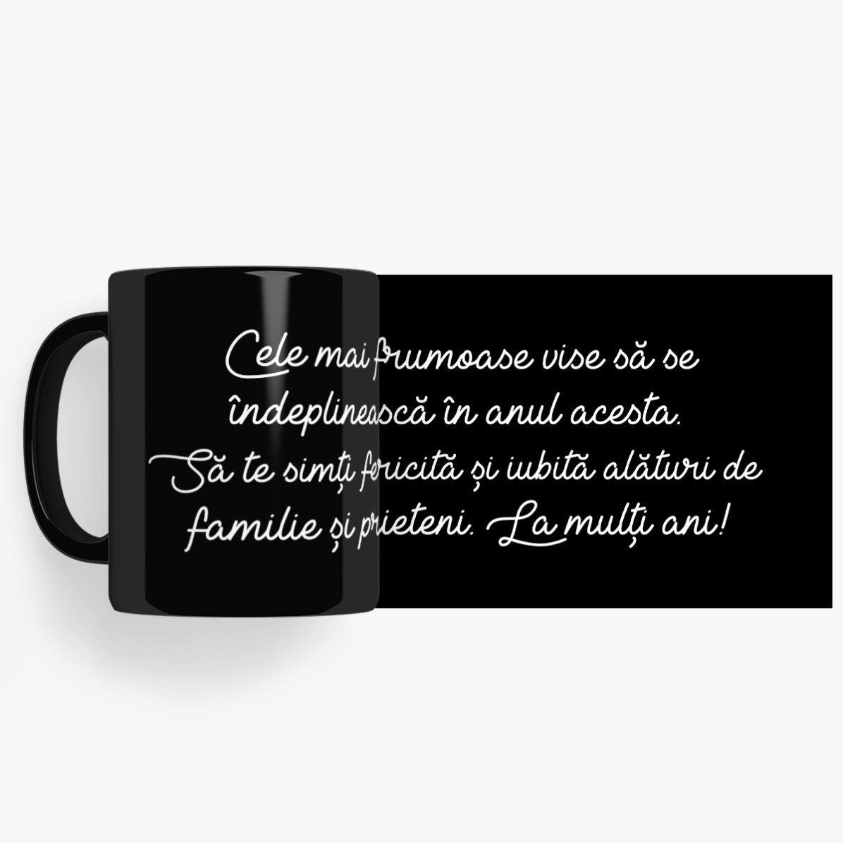 Cană neagră personalizată cu mesaj