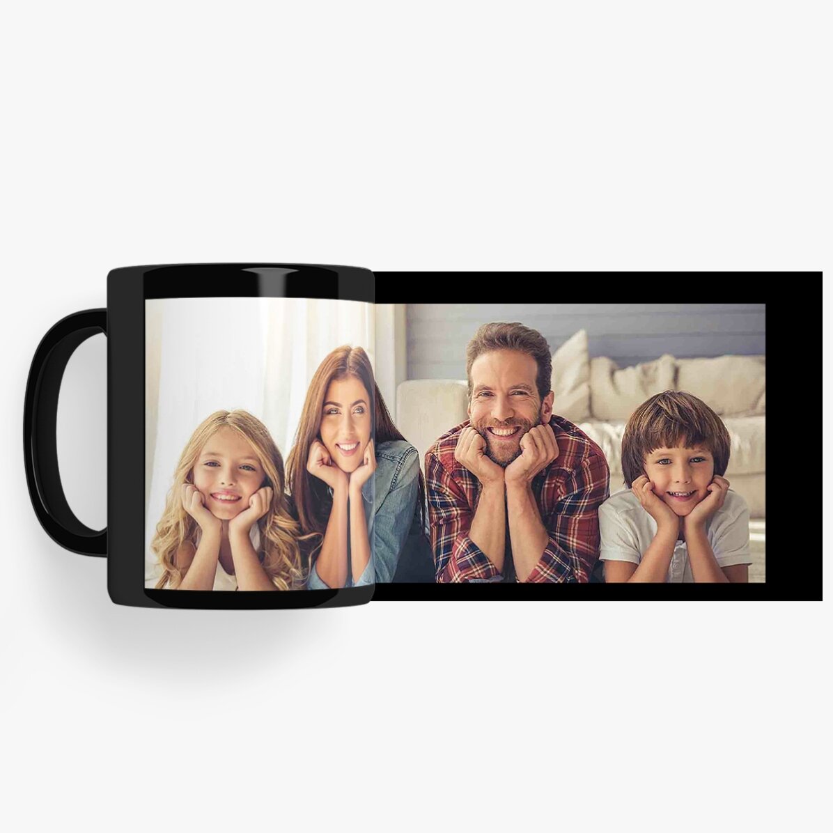 Cană neagră personalizată cu upload de o poză