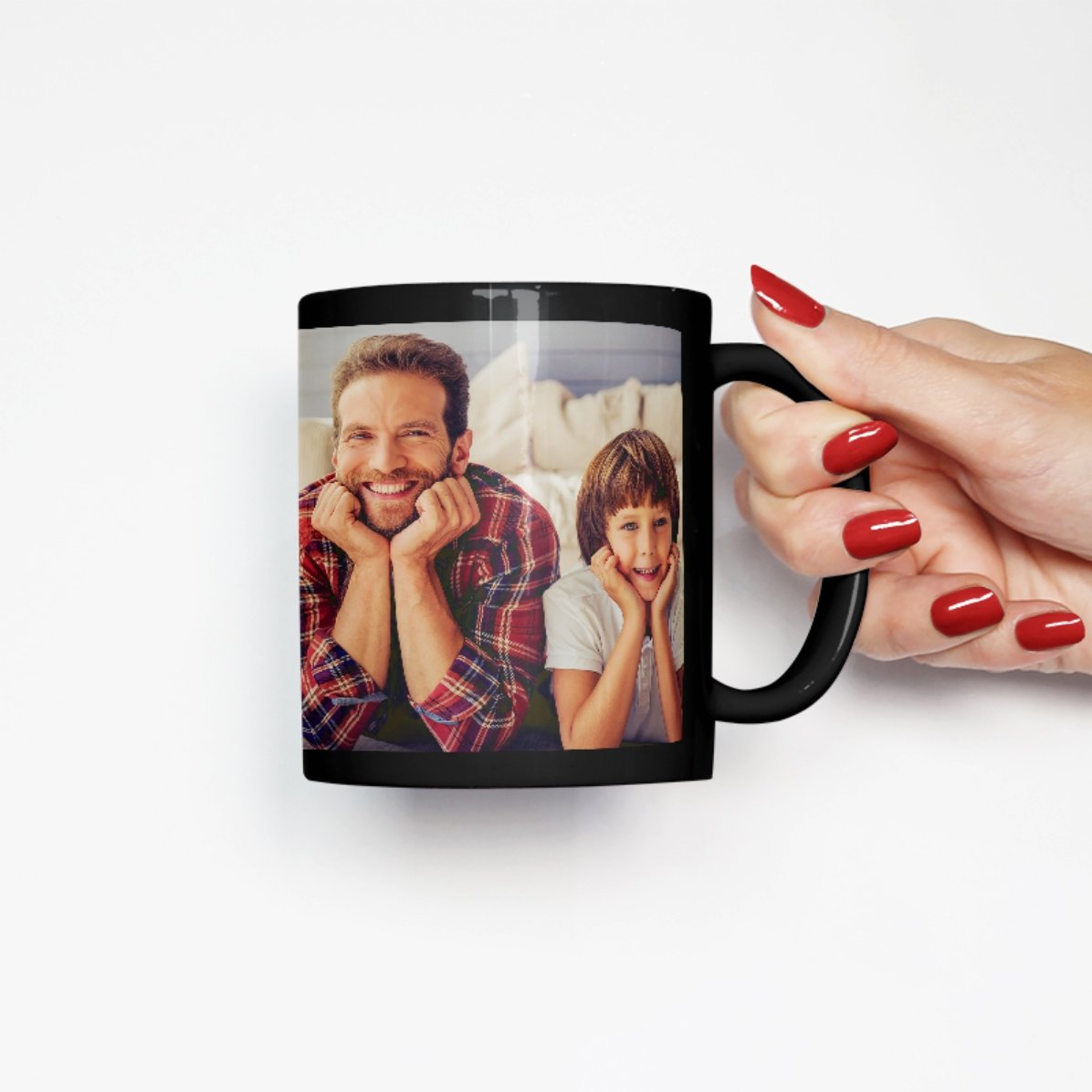 Cană neagră personalizată cu upload de o poză