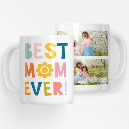 Cană personalizată cu 2 poze - Best mom ever!