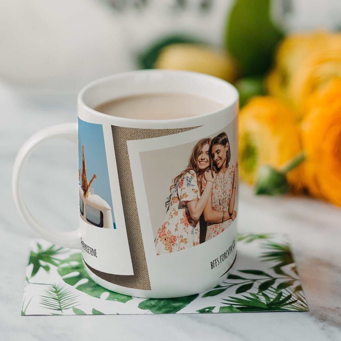 Cană personalizată cu 2 poze și text - Amintiri de neuitat