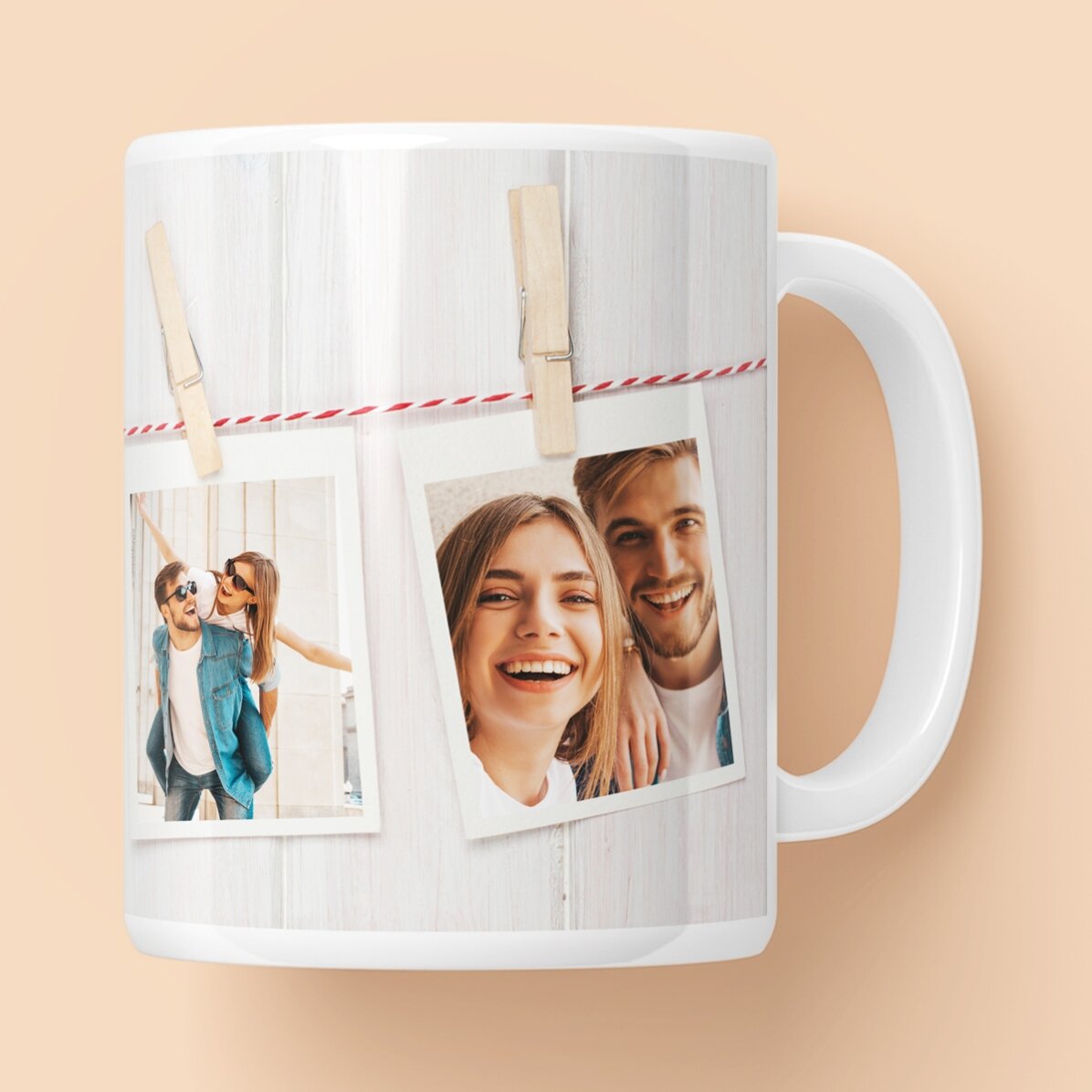 Cană personalizată cu 3 poze stil polaroid