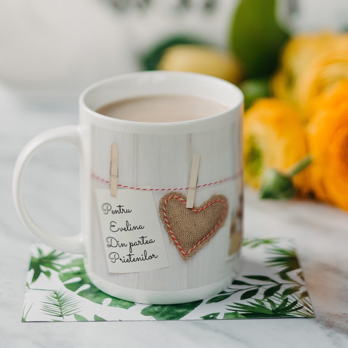 Cană personalizată cu 3 poze stil polaroid