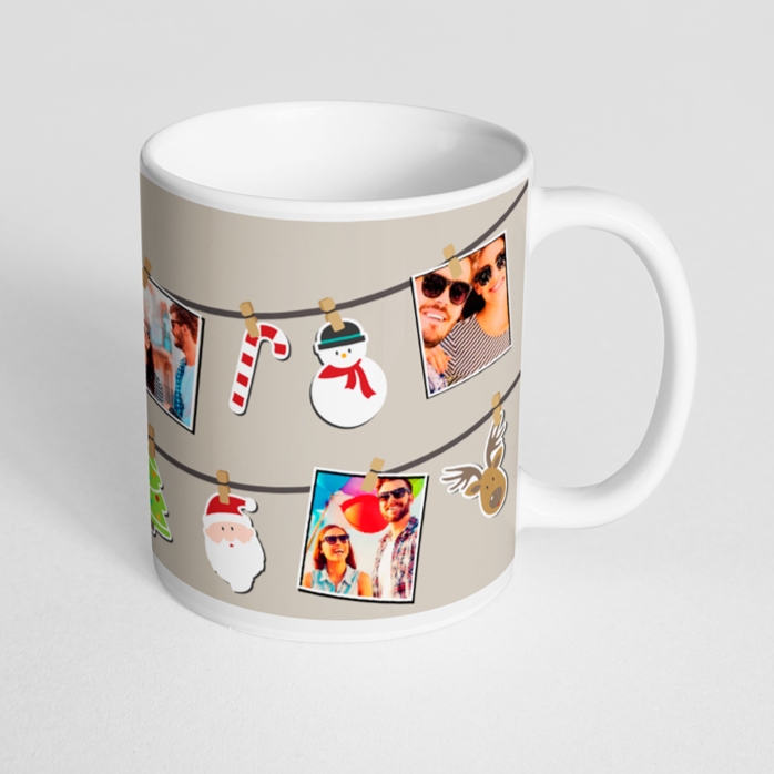 Cană personalizată cu 4 poze - model de Crăciun