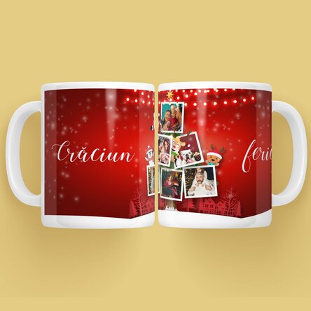 Cană personalizată cu 5 poze - Prietenii Moșului
