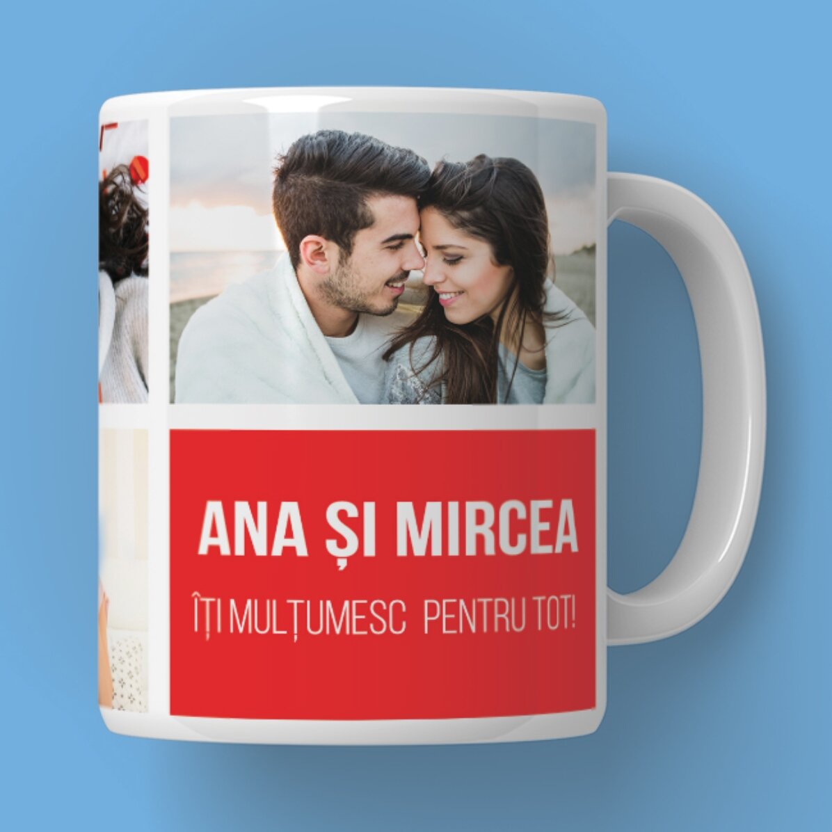 Cană personalizată cu 5 poze și text