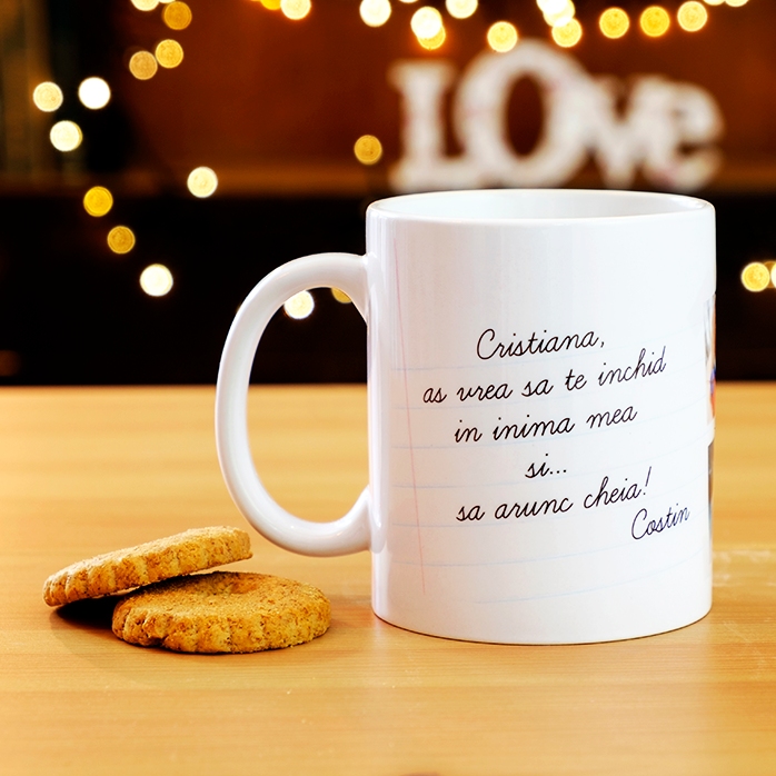 Cană personalizată cu 6 poze text clasic