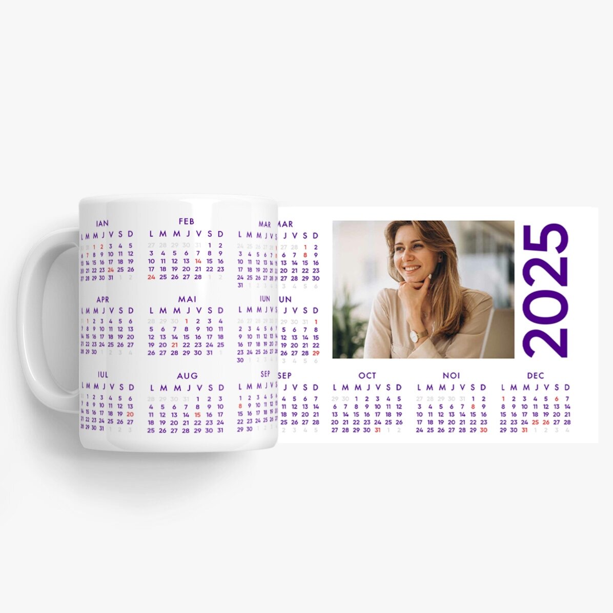 Cană personalizată cu calendar și o poză