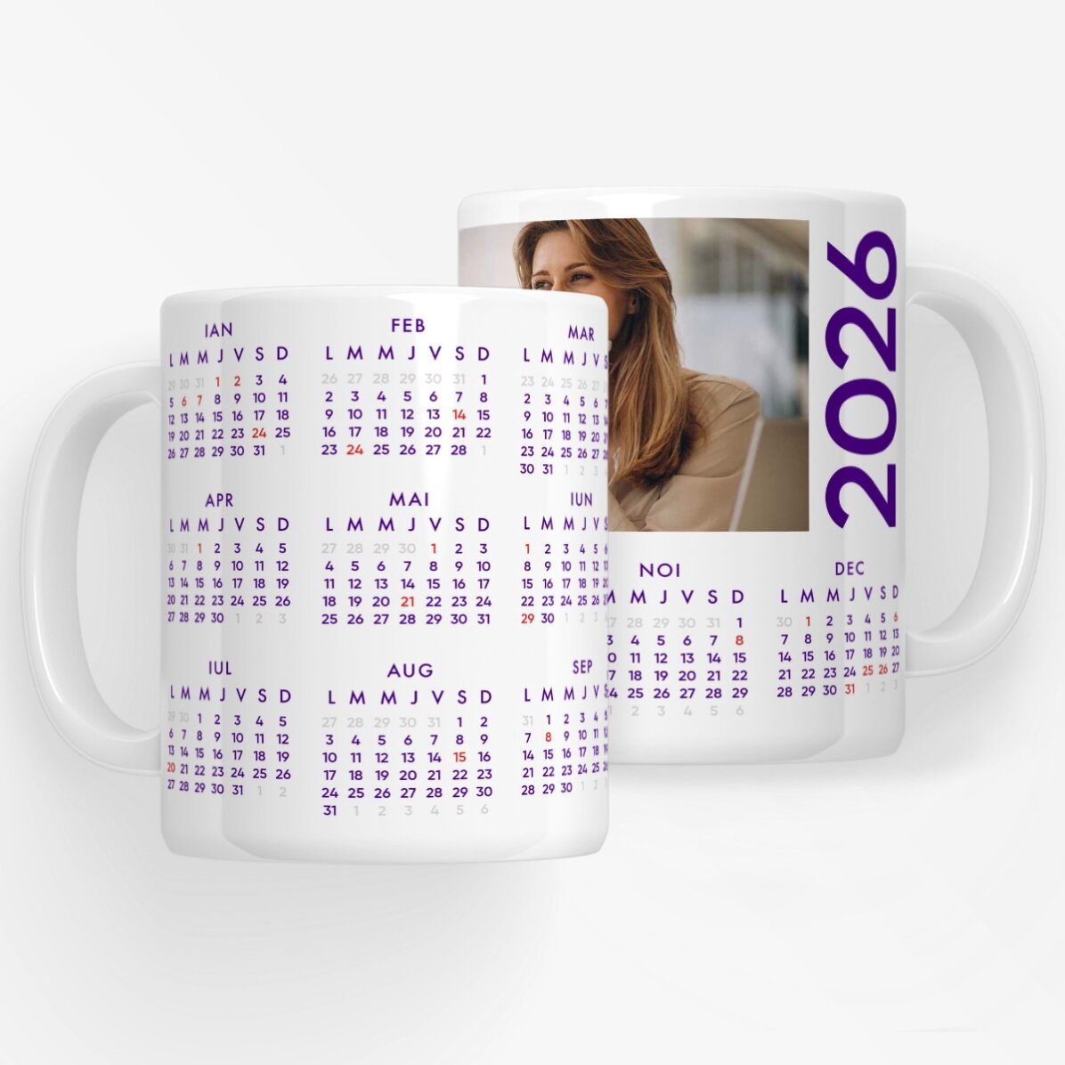 Cană personalizată cu calendar și o poză