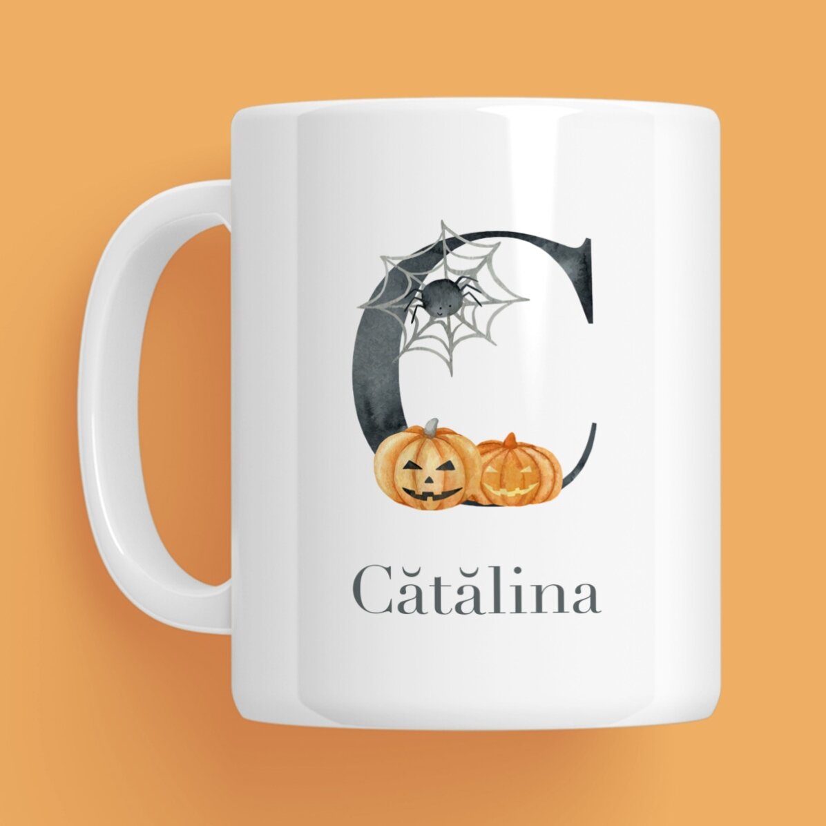 Cană personalizată cu inițială și nume - Halloween