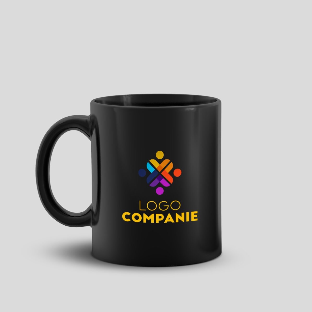 Cană personalizată cu logo pe ambele părți - fundal negru