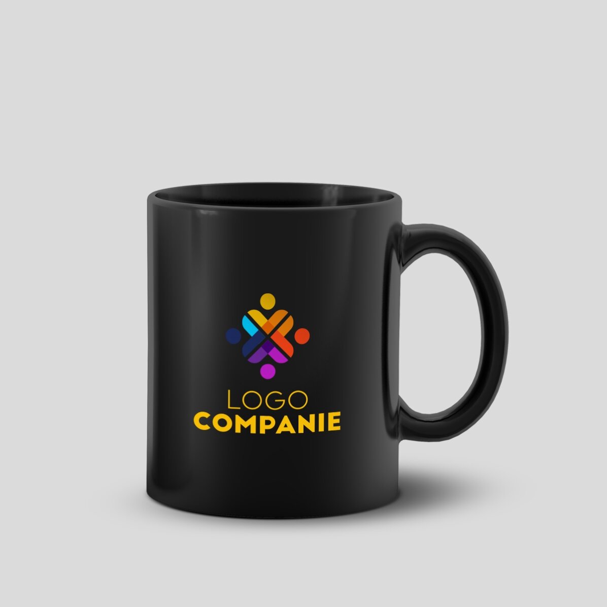 Cană personalizată cu logo pe ambele părți - fundal negru