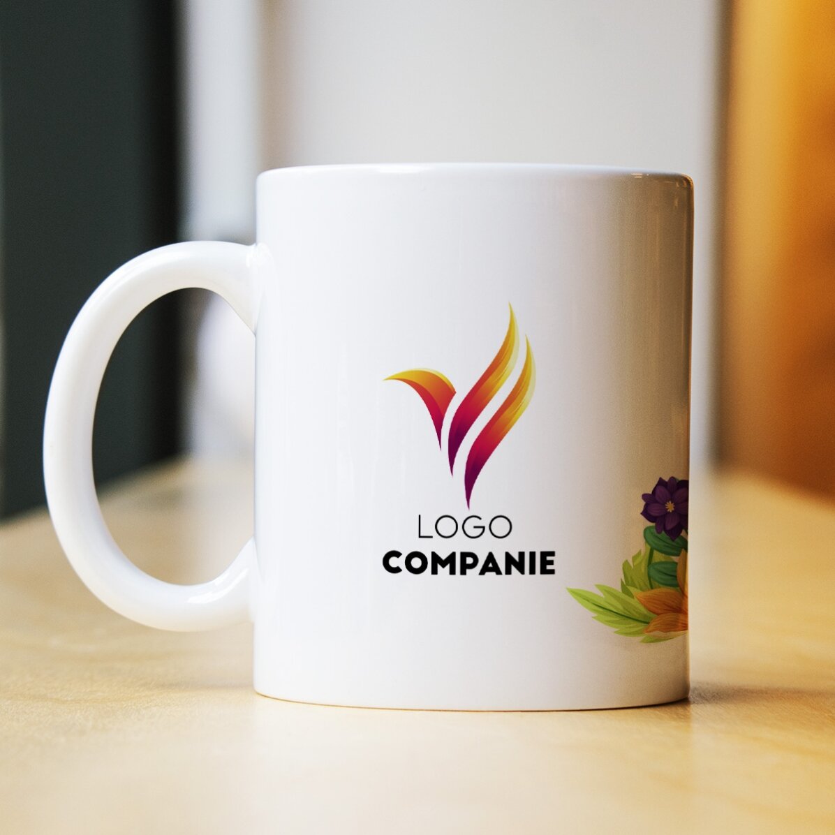 Cană personalizată cu logo și text - Flori de primăvară