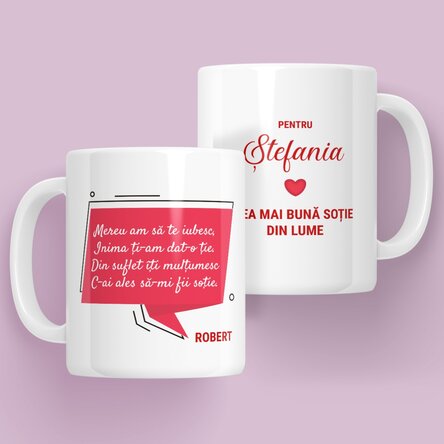 Cană personalizată cu mesaj pentru soție x Flick