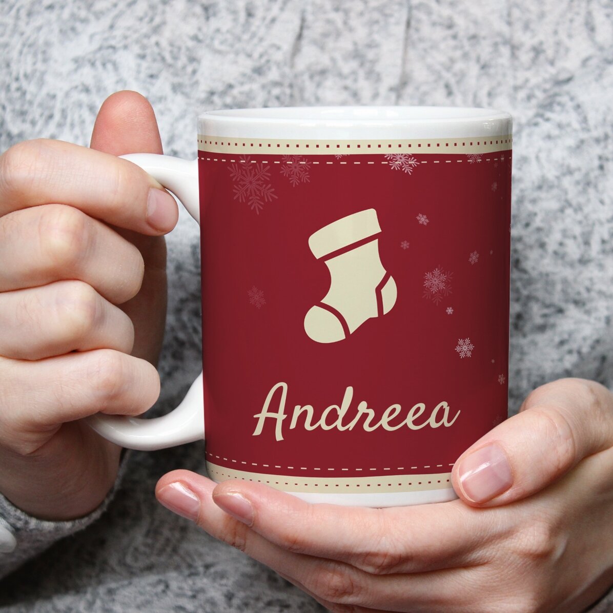 Cană personalizata cu nume de Crăciun