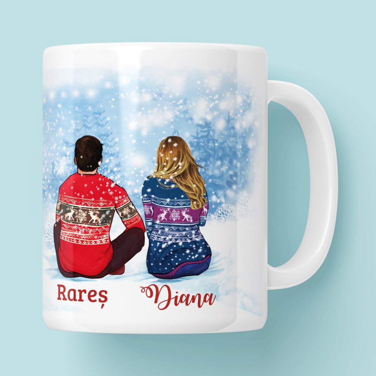 Cană personalizată cu nume pentru cuplu - Merry Christmas