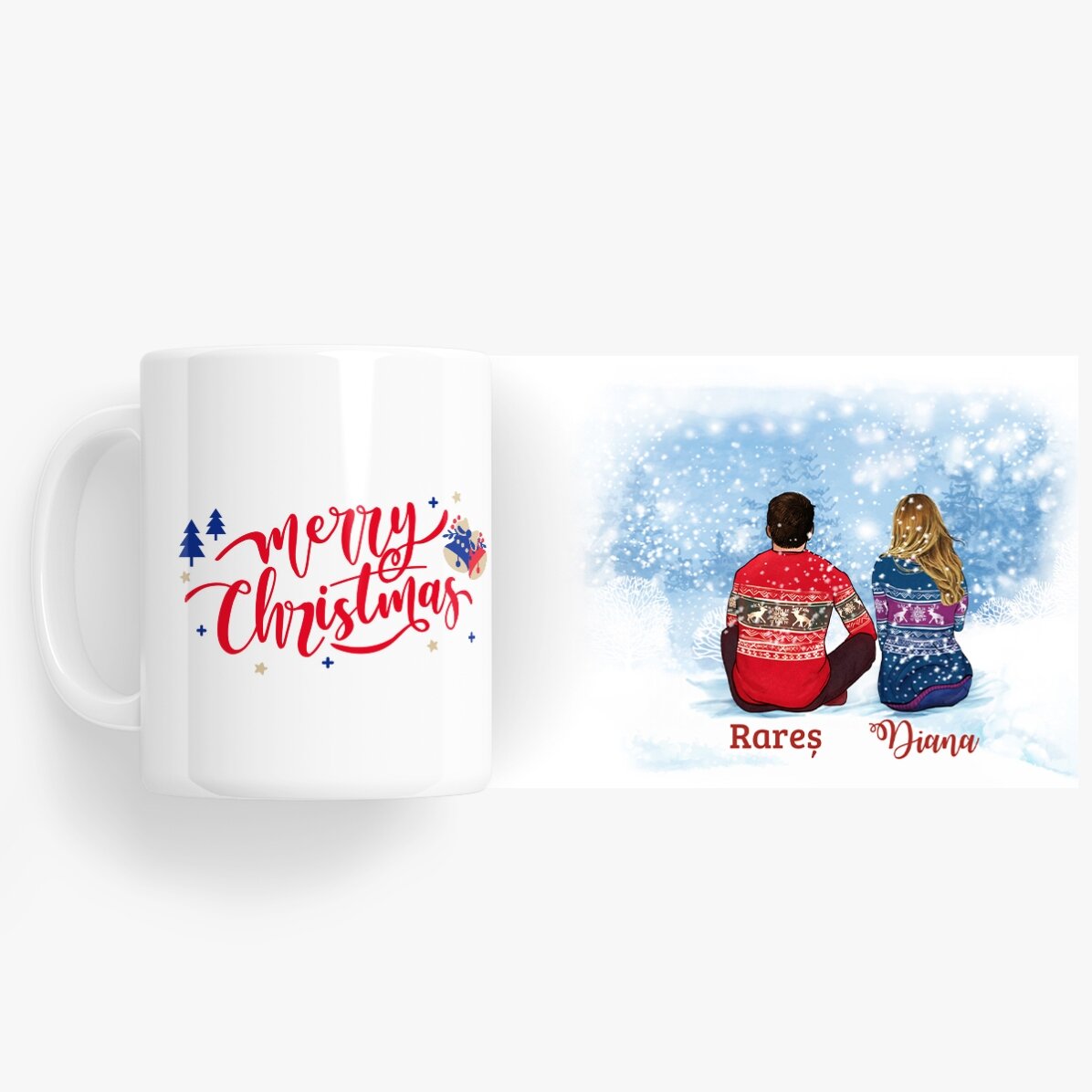 Cană personalizată cu nume pentru cuplu - Merry Christmas