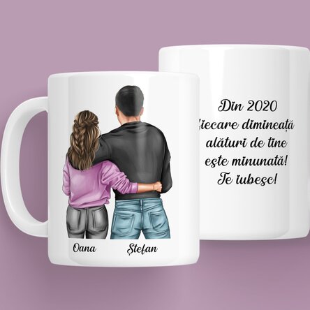 Cană personalizată cu nume și mesaj - Cuplu