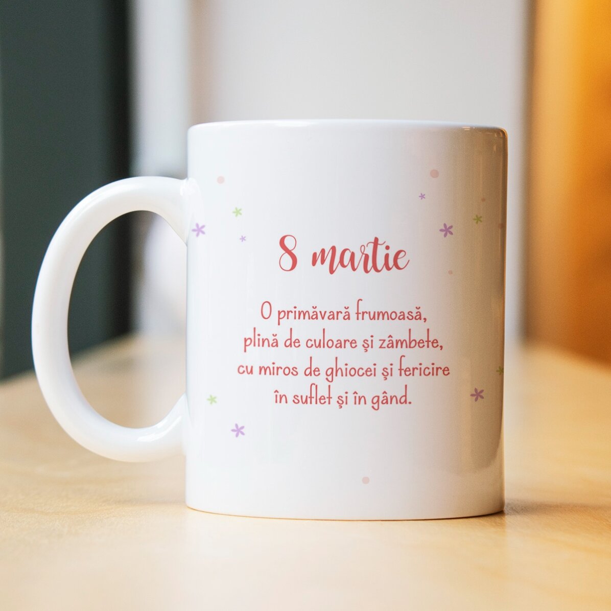 Cană personalizată cu nume și mesaj - Primăvară frumoasă!