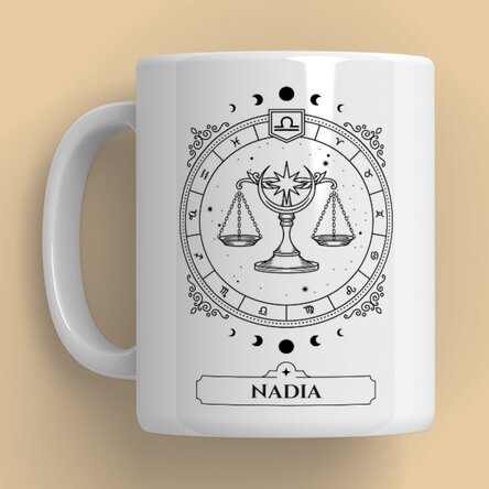 Cană personalizată cu nume și zodie - Balanță