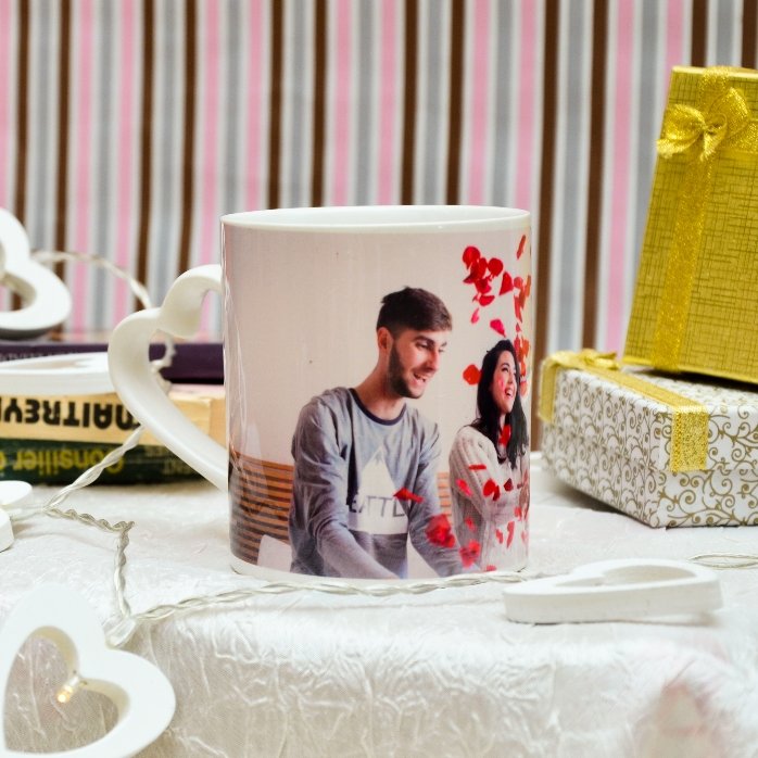 Cană personalizată cu o poză landscape  - model toartă în formă de inimă