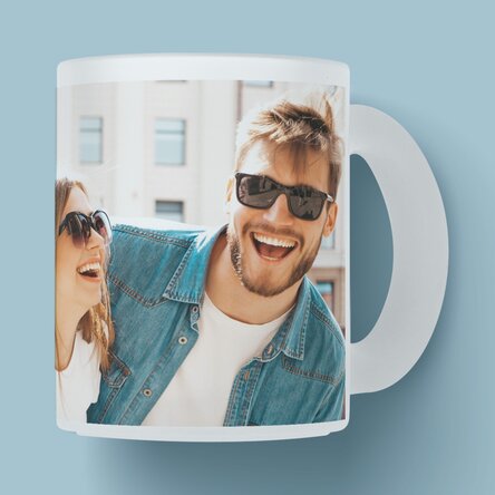 Cană sticlă mată personalizată cu o poză landscape