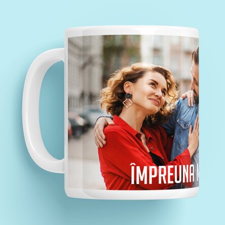 Cană personalizată cu o poză landscape și text