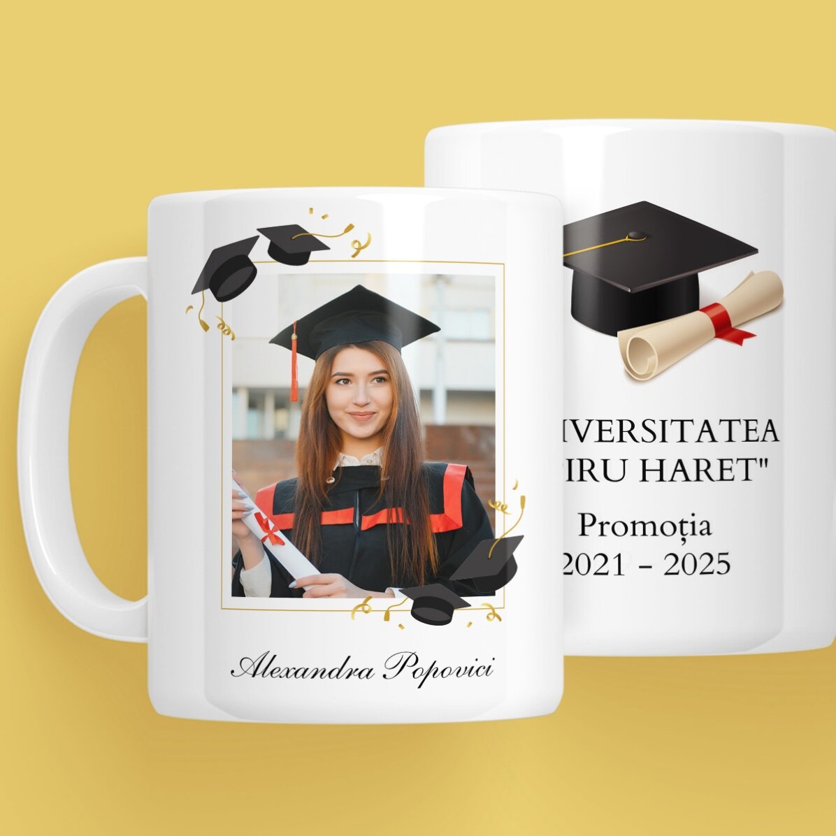 Cană personalizată cu o poză și text - Absolvire