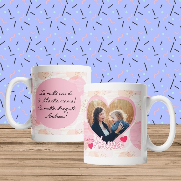 Cană personalizată cu o poză și text - Pentru mama