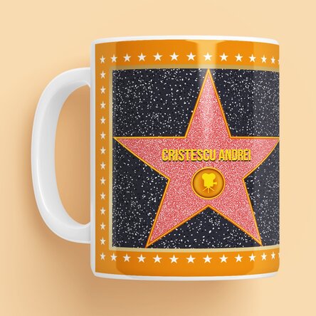 Cană personalizată cu o poză - Steaua Recunoștinței, fundal portocaliu