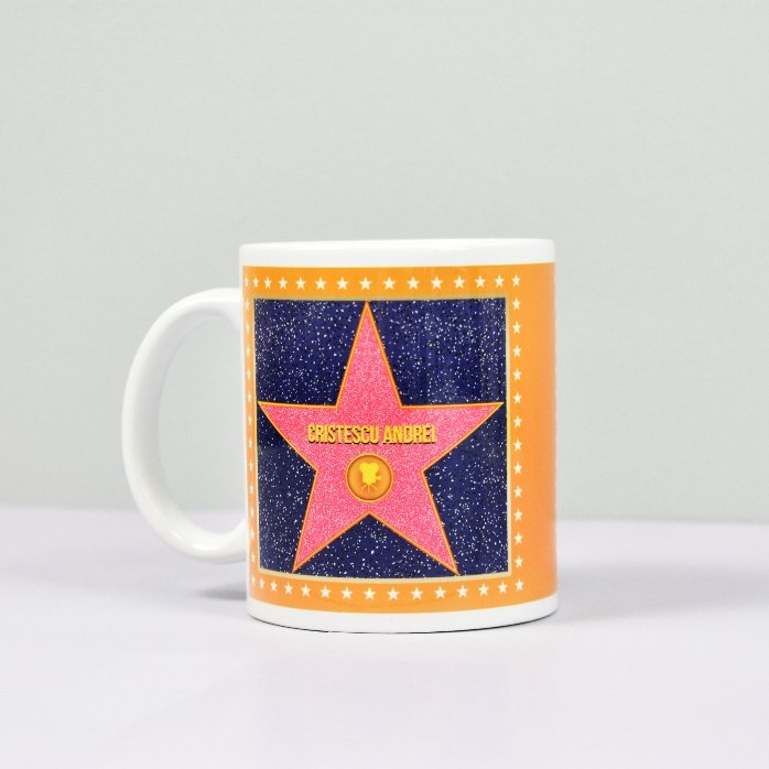 Cană personalizată cu o poză - Steaua Recunoștinței, fundal portocaliu