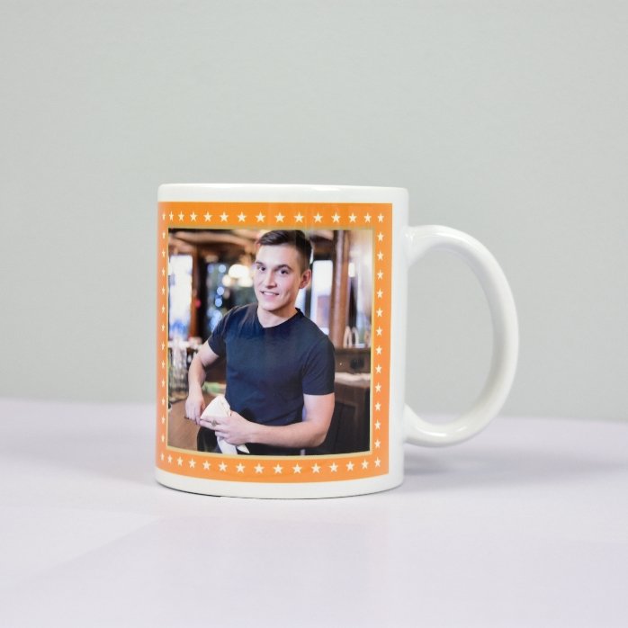 Cană personalizată cu o poză - Steaua Recunoștinței, fundal portocaliu