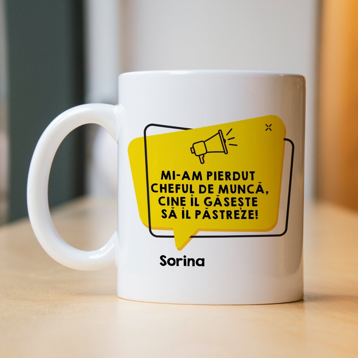 Cană personalizată cu text - Anunț