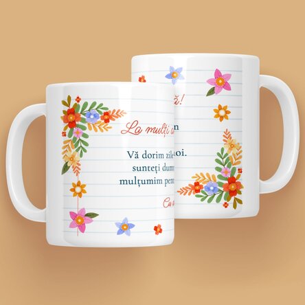 Cană personalizată cu text - Flori 