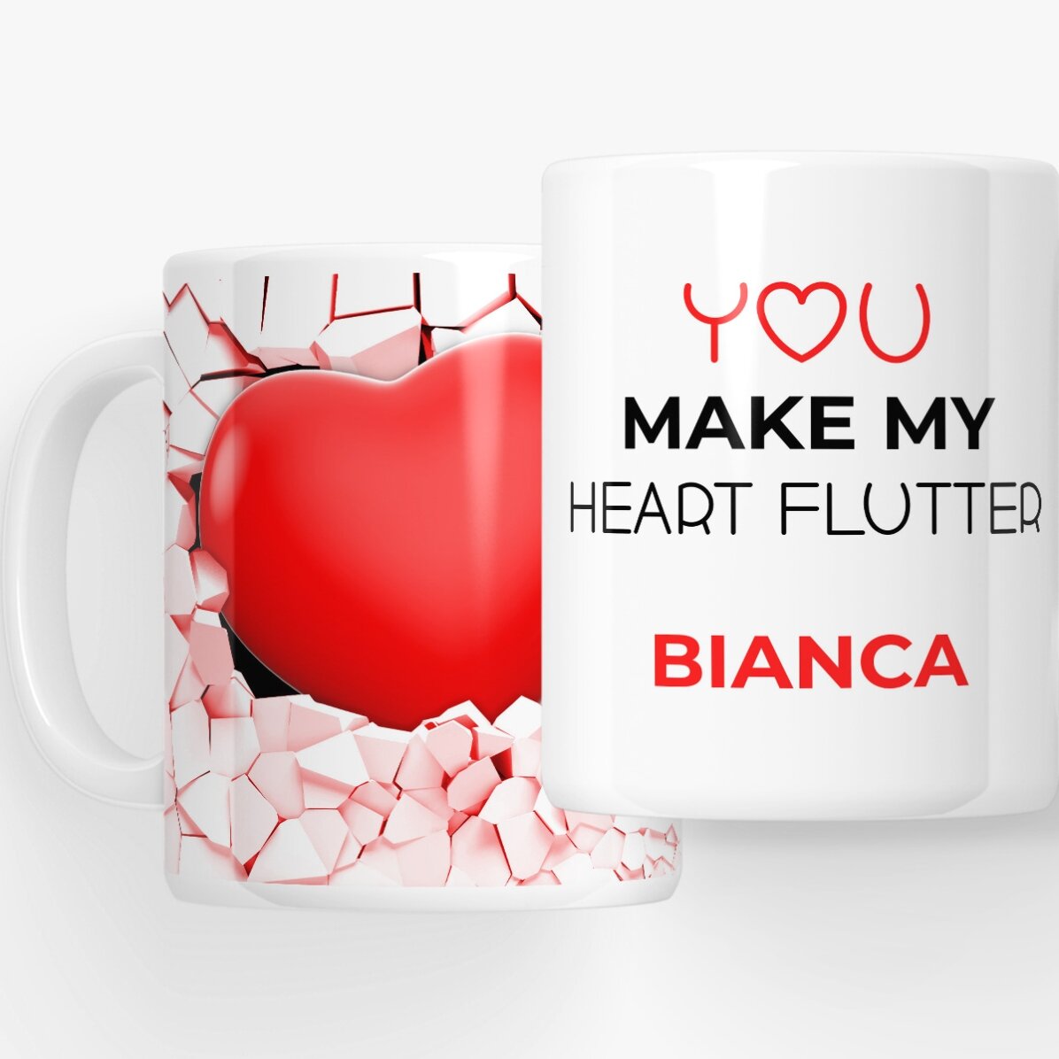 Cană personalizată cu text - Heart Bang