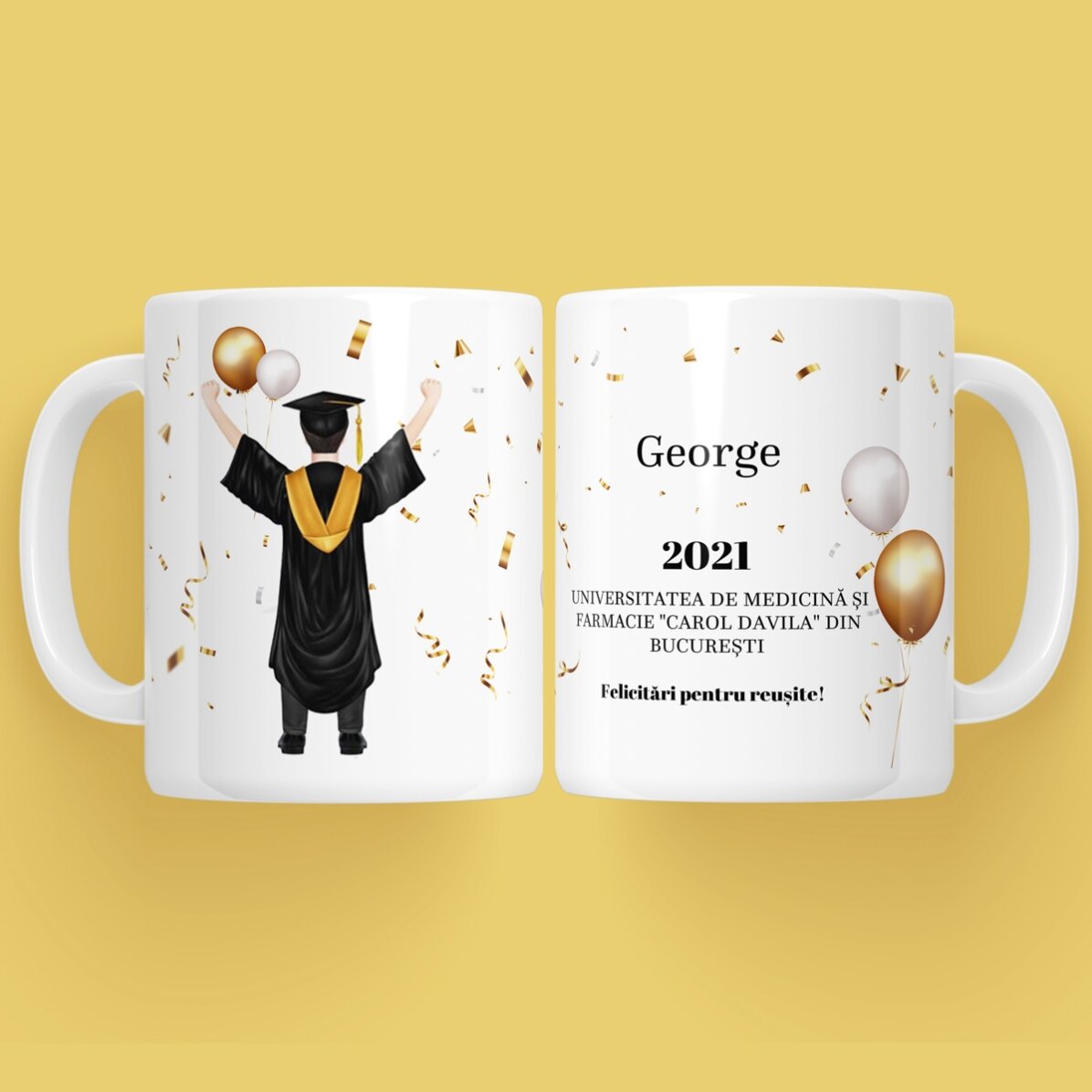 Cană personalizată cu text - His graduation