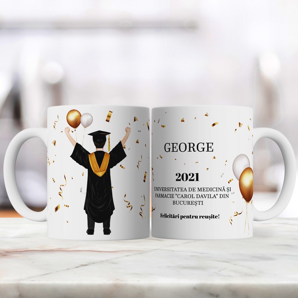 Cană personalizată cu text - His graduation