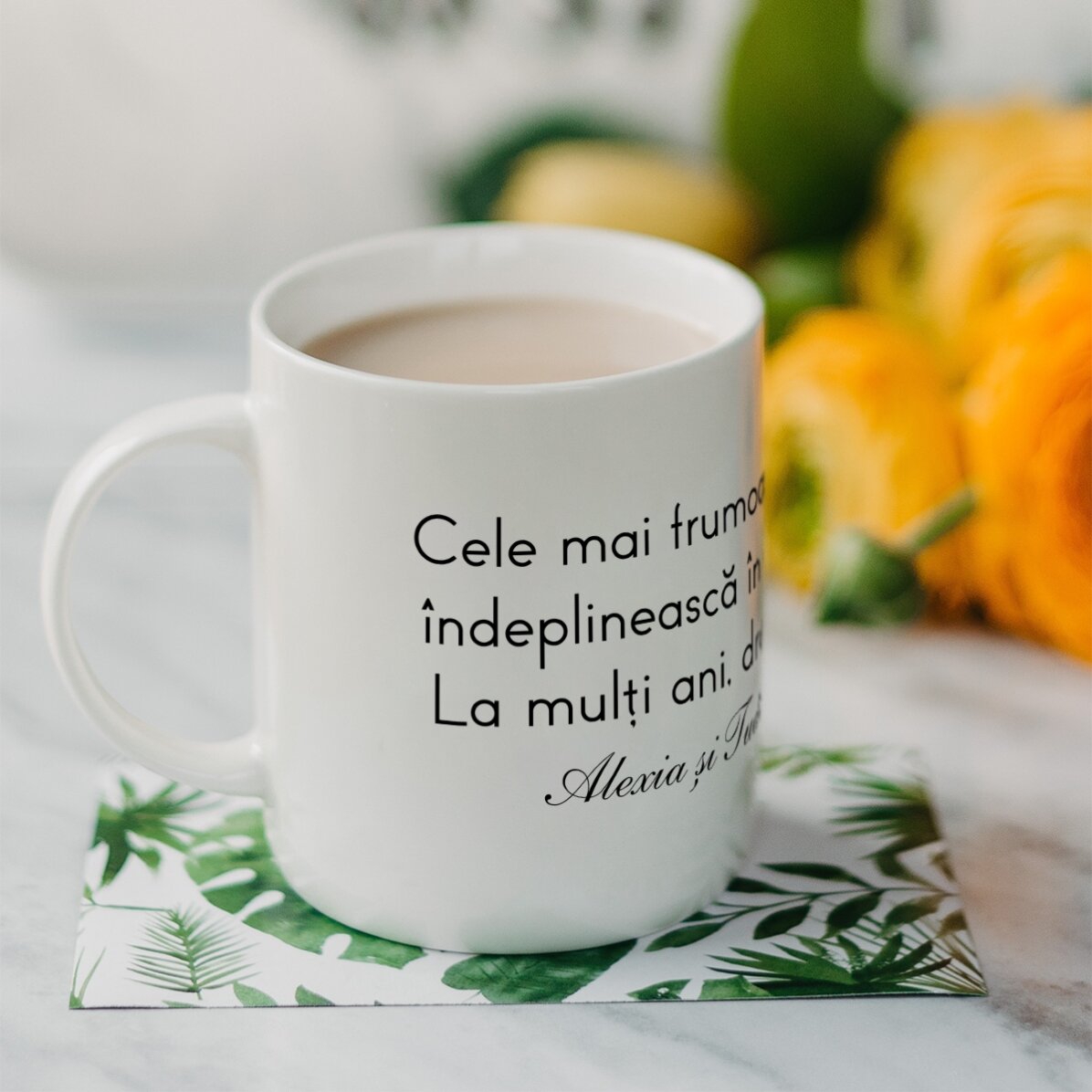 Cană personalizată cu text - Mesaj pentru cei dragi