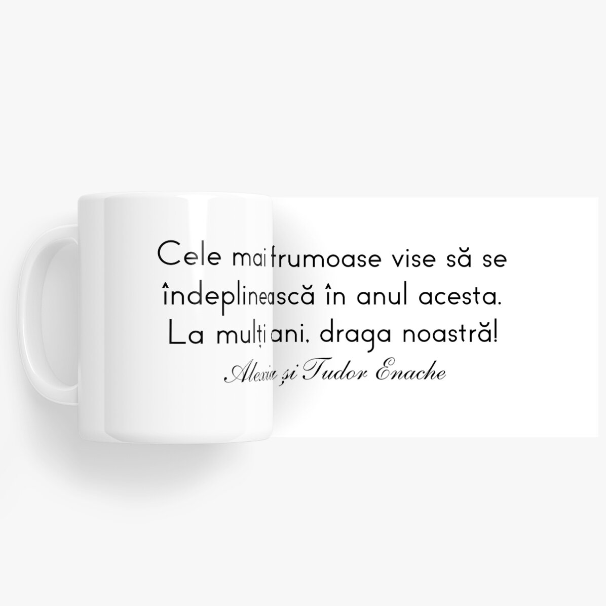 Cană personalizată cu text - Mesaj pentru cei dragi